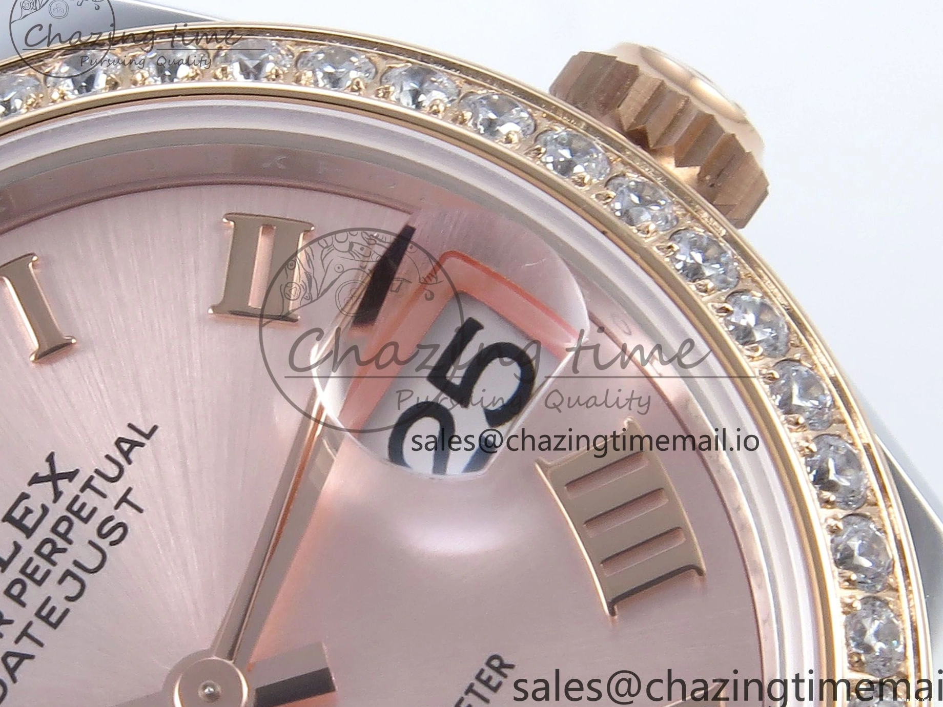 0515 Sleek DateJust 31 278381RBR ARF 1:1 Best Edition 904L Steel RG Roman Dial Diamonds Bezel on SS RG Oyster Bracelet ETA 382